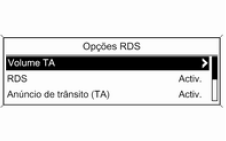 Volume de som dos avisos de trânsito (TA)