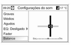 Configuração da distribuição do volume de som entre a parte esquerda e a direita