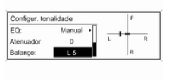 Configuração da distribuição do volume de som entre a parte esquerda e a direita
