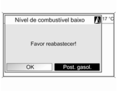 Seleccionar um posto de abastecimento como destino depois de um aviso de Nível de combustível baixo