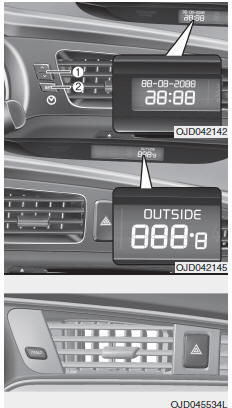 Calendário / Relógio / Temperatura exterior (se instalado)