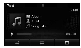 Reproduzir/Parar músicas no equipamento iPod