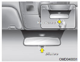 Espelho retrovisor para condução diurna/nocturna (se instalado)