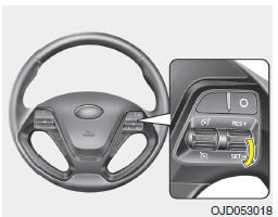Para configurar o controlo da velocidade de cruzeiro