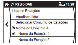 Exemplo de utilização (Atualizar lista de estações e escutar rádio DAB) 