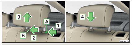 Fig. 74 Retirar/colocar o apoio de cabeça traseiro