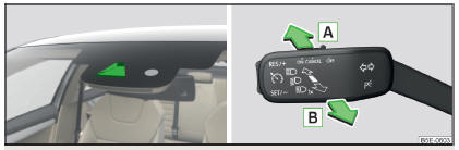 Fig. 50 Ligar/desligar visor do sensor para o assistente de máximos / sistema