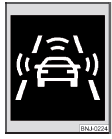 Fig. 278 Visor no painel de instrumentos: Aviso ou travagem  de emergência em baixa velocidade