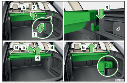 Fig. 122 Bolsa multifunções: retirar / instalar / inserir / remover