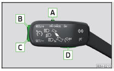 Fig. 270 Elementos de comando doo limitador de velocidade (variante com GRA)