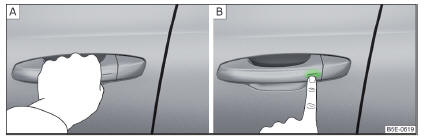 Fig. 34 Destrancar o veículo / trancar o veículo
