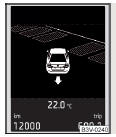 Fig. 262 Estacionar num lugar de estacionamento transversal em marcha para a frente: Indicação no visor