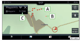 Fig. 223 Gravação de um trajeto do ponto de passagem