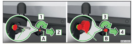 Fig. 293 Bloquear o fecho: Variante chave 1 / Variante chave 2