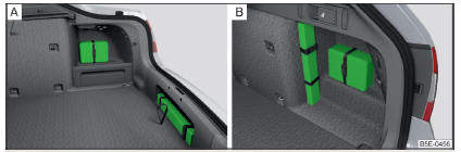 Fig. 317 Localização da caixa de primeiros socorros e do triângulo de sinalização: Variante 1 / Variante 2
