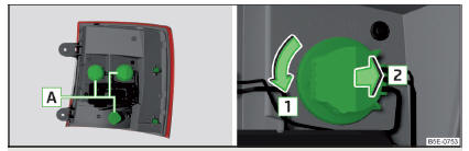 Fig. 357 Remover parte exterior da lâmpada / suporte com lâmpada incandescente